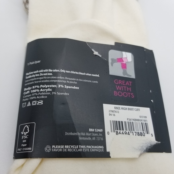 NWT No Boundaries fleece-lined knee-high sock and cable-knit boot cuff - Picture 4 of 4